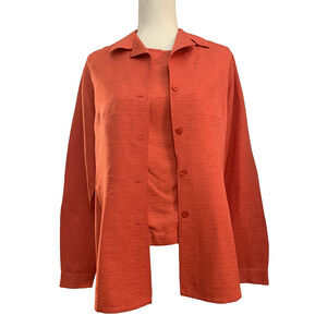 100% Silk Women’s Twofer Top Size 8 Orange Shacket & Cami Top By Seidensticker